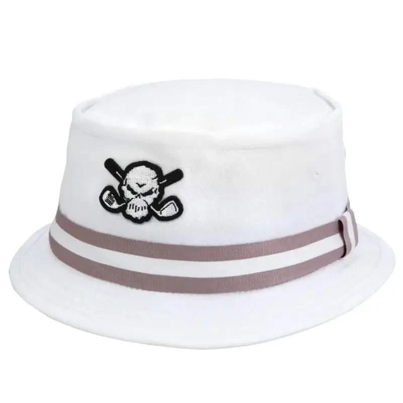 Premium Bucket Golf Hat w/ Skull (White)