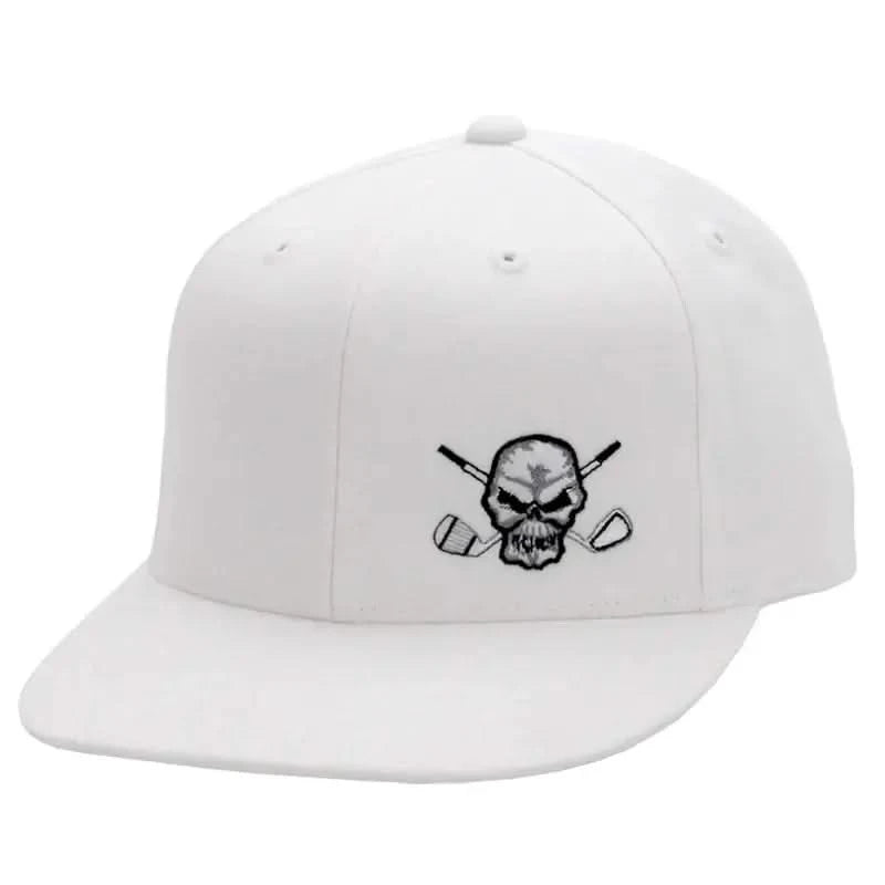 110 Snap Back Flat Brim Golf Hat (White)