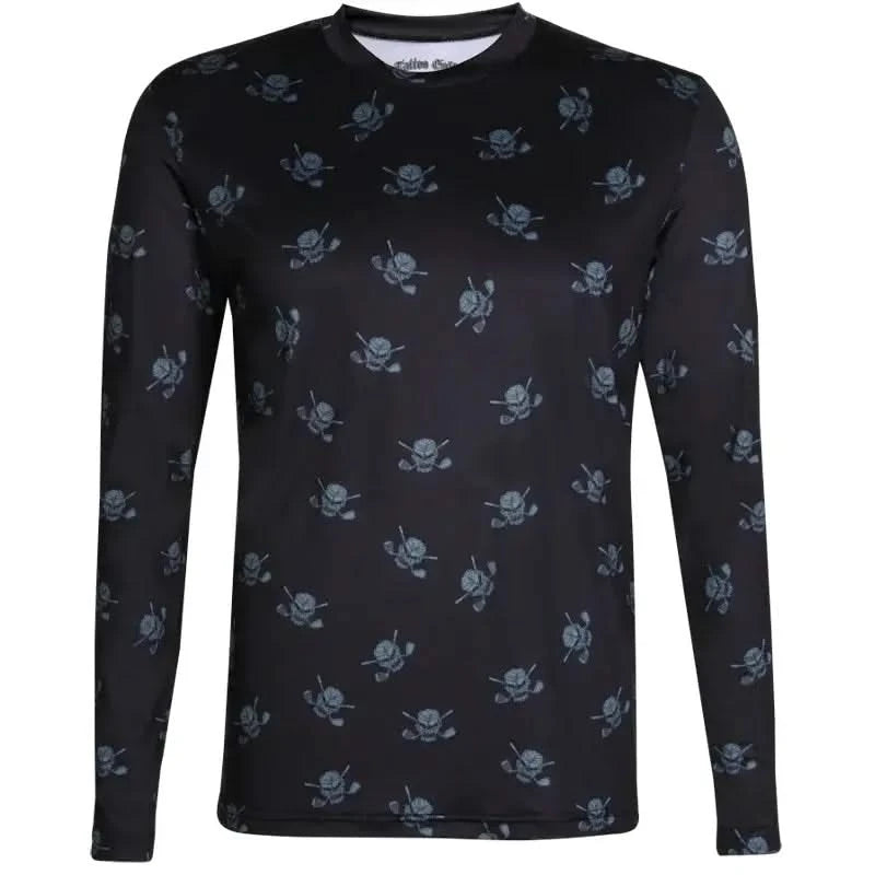 Golf Long Sleeve Undershirt with Skulls (Black/Charcoal)