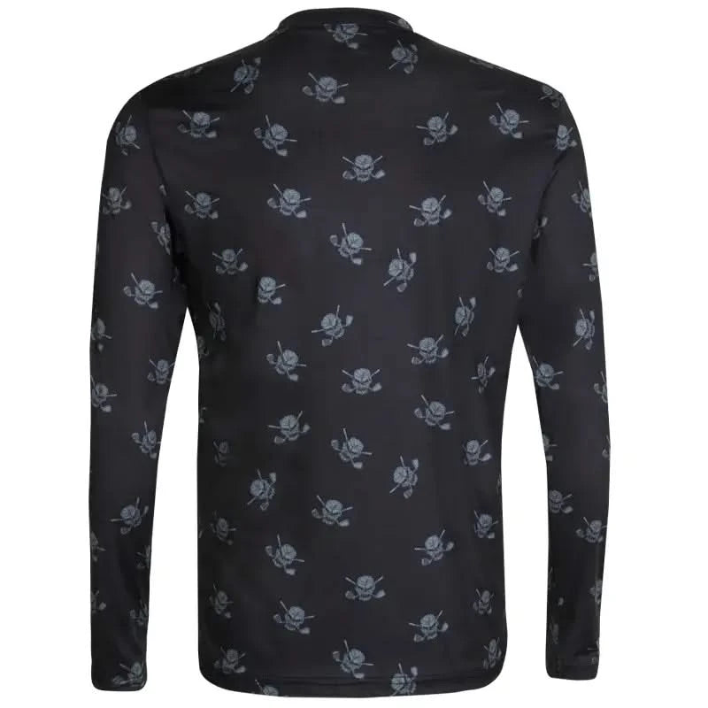 Golf Long Sleeve Undershirt with Skulls (Black/Charcoal)