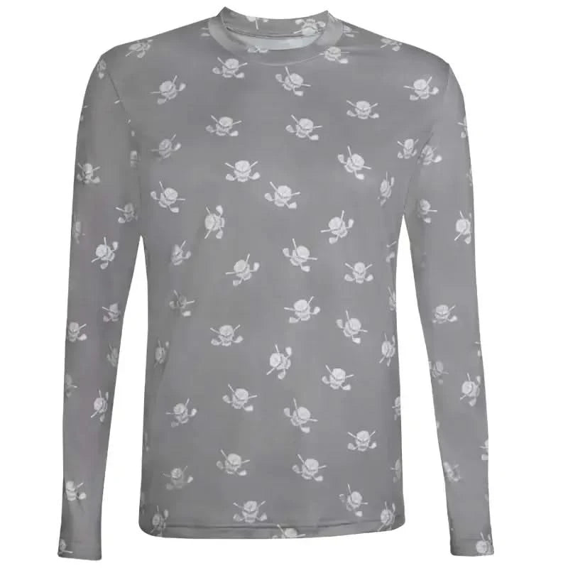 Golf Long Sleeve Undershirt with Skulls (Grey/White)
