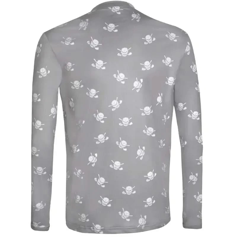 Golf Long Sleeve Undershirt with Skulls (Grey/White)