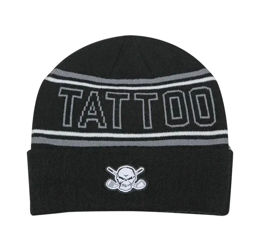 Cuffed 'Tattoo' Knit Beanie (Tattoo Black)