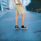 Everyday Stretch Shorts with a Comfortable Built-In Liner- Denim Style- Khaki