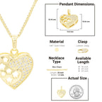 Cubic Zirconia 14K Gold Filled Heart With Flowers Pendant Necklace Set