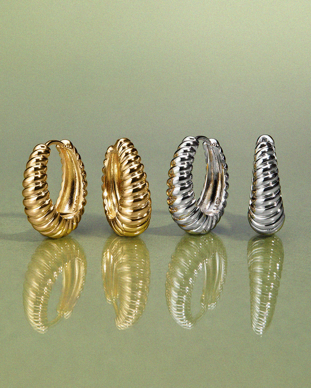 Ridged Marbella Hoops- Gold