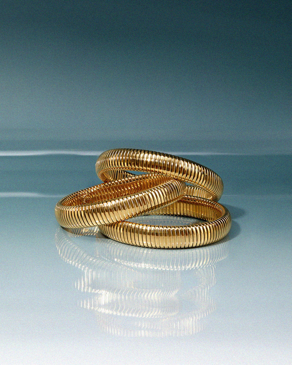 Flex Snake Chain Bracelet- Set of 3 (12mm wide)- Gold (Ships Mid July)