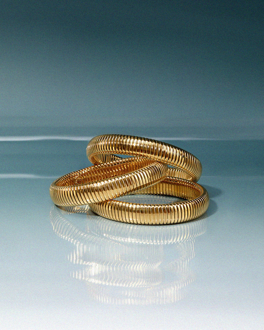 Flex Snake Chain Bracelet- Set of 3 (12mm wide)- Gold (Ships Mid July)