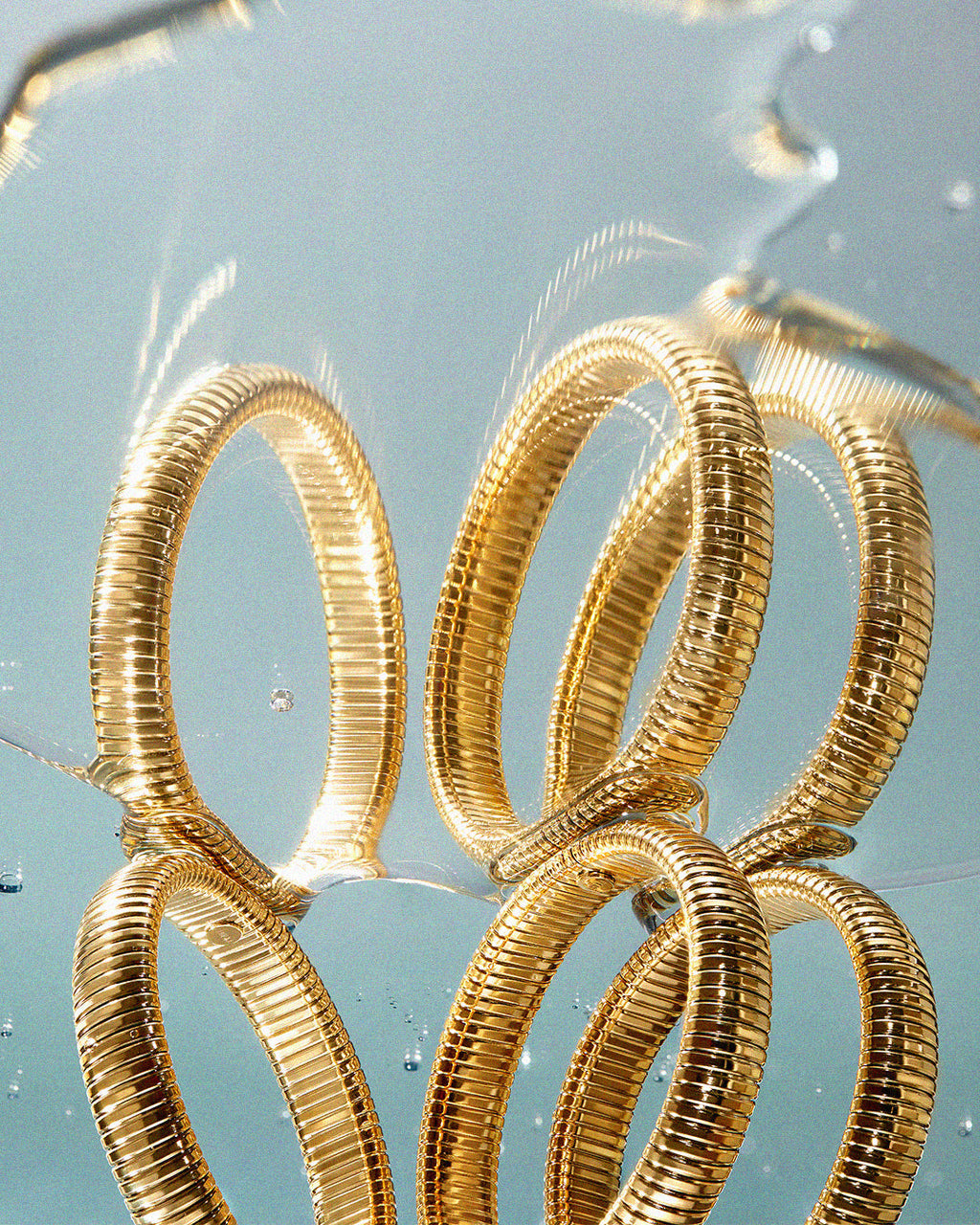 Flex Snake Chain Bracelet- Set of 3 (12mm wide)- Gold (Ships Mid July)