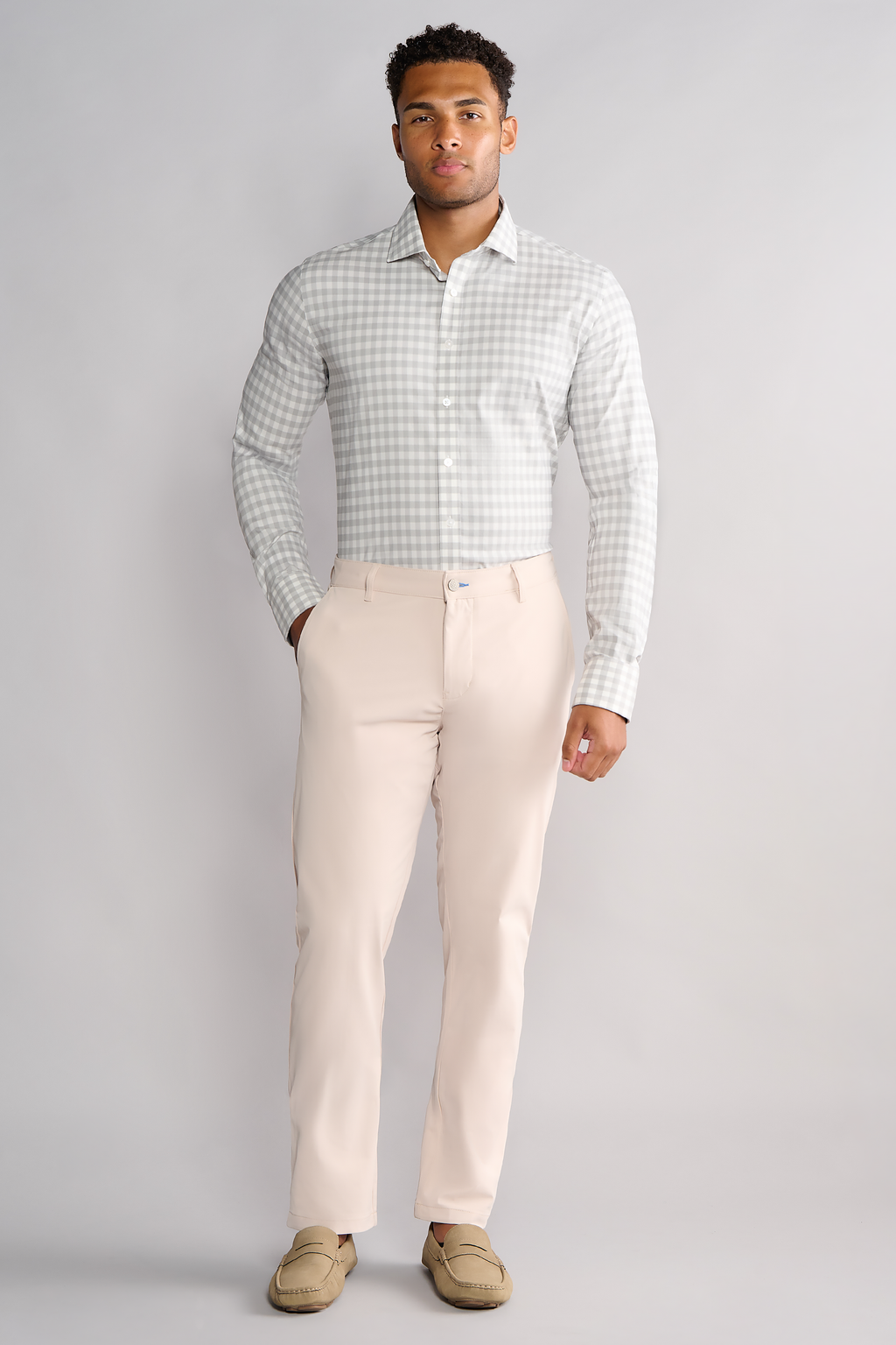 Leader Non-Iron Gingham // Grey White