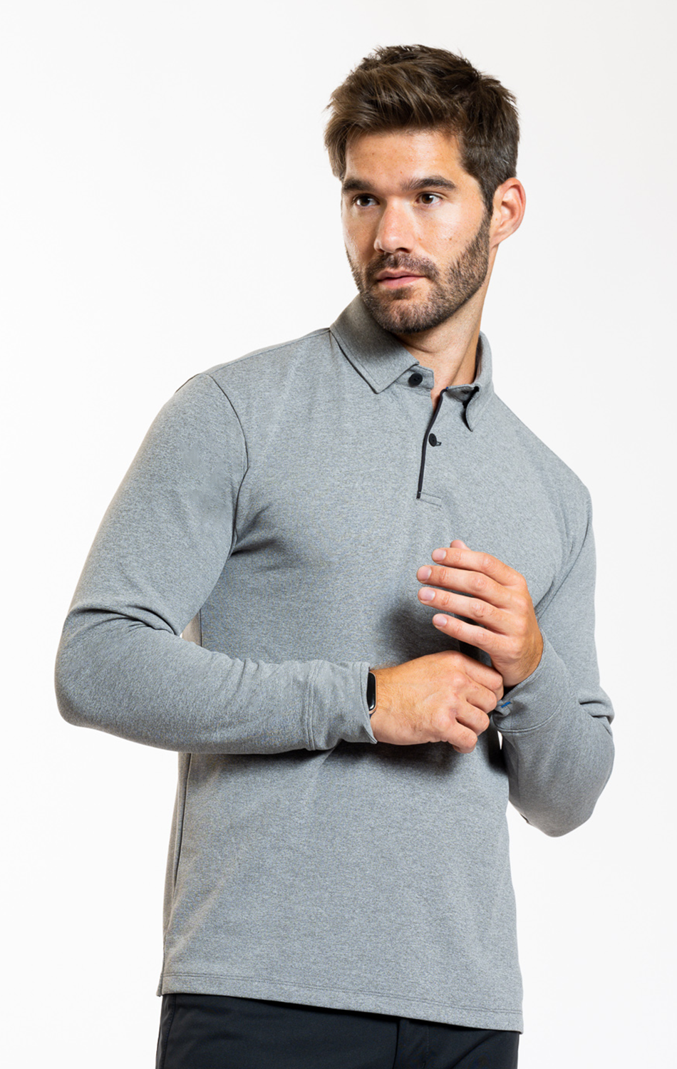 Long Sleeve Polo Contrast // Grey Black