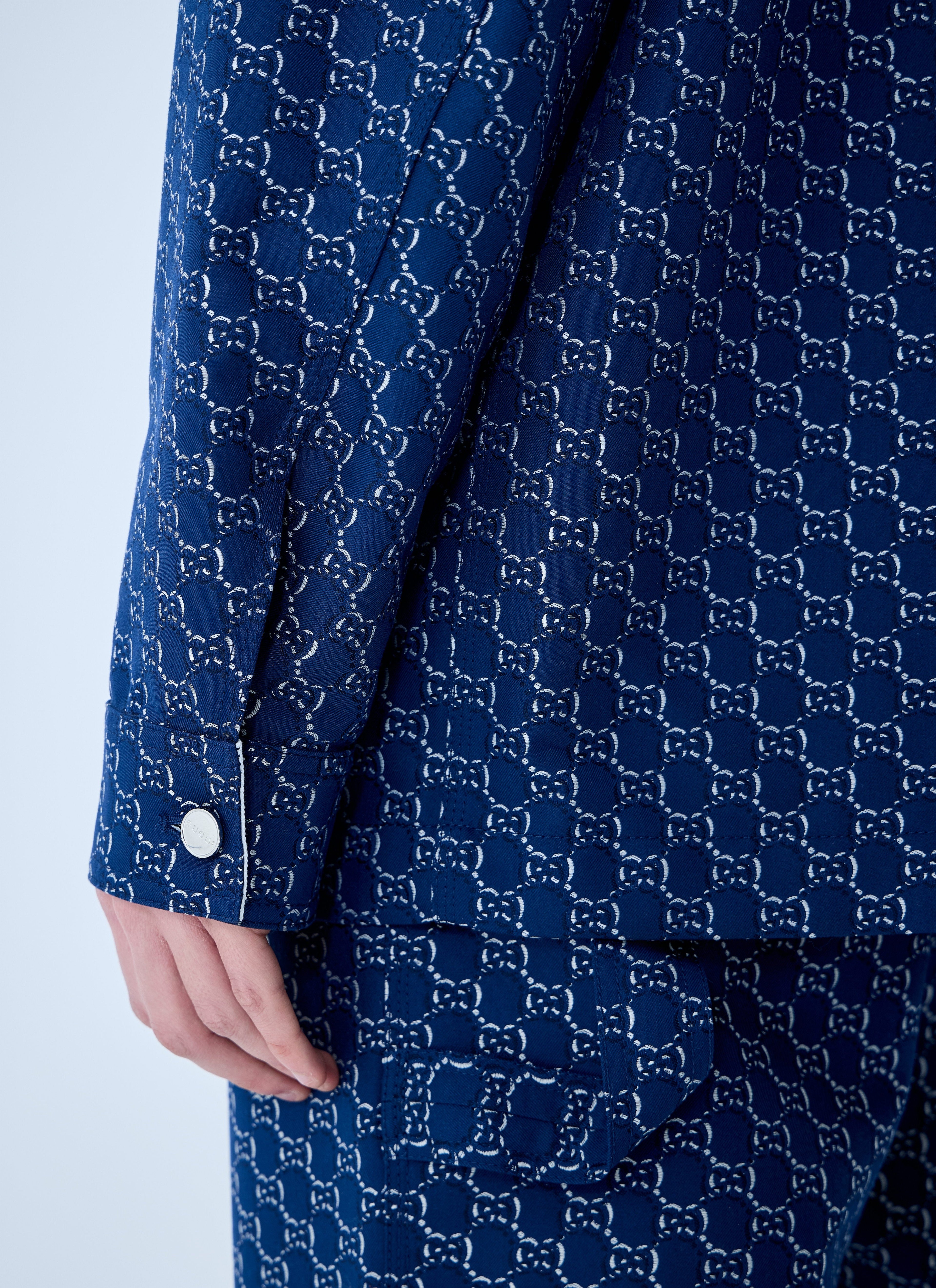 Gucci Men Cotton Jacquard Jacket With Gg Shadow