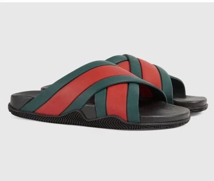 Gucci Blue and Red Agrado Slip-On Sandals