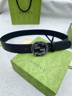 GUCCI Embellished coated-canvas and leather belt 'Black'