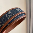 GUCCI Embellished coated-canvas and leather belt 'Brown/Blue'
