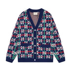 GUCCI Gg-monogram Knitted Cardigan In Blue