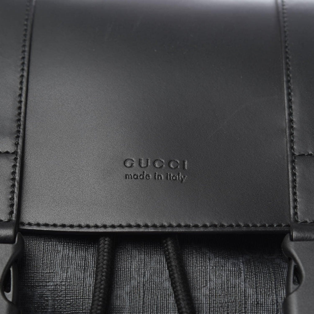 Gucci Soft GG Supreme Monogram Appia Calfskin Web Double Buckle Backpack Black