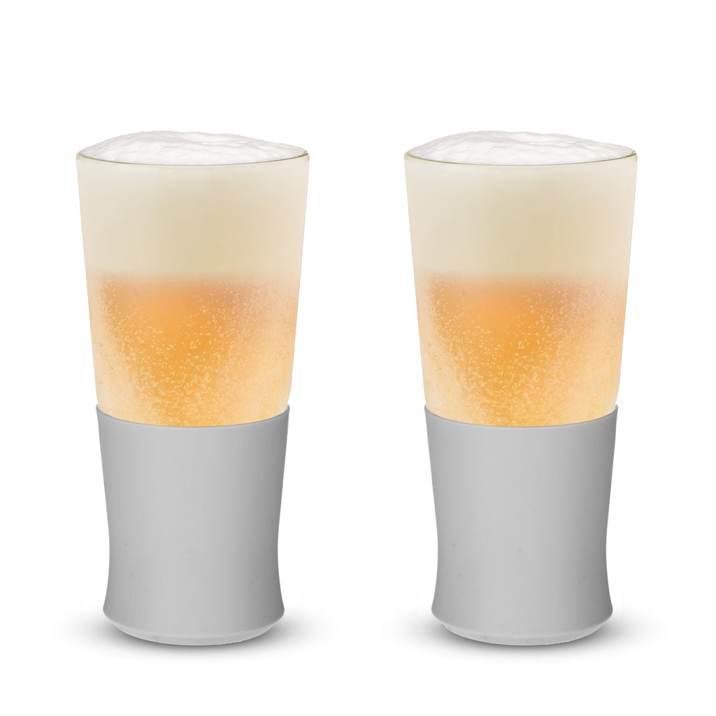 Glass Beer FREEZE™ in Gray, Set of 2