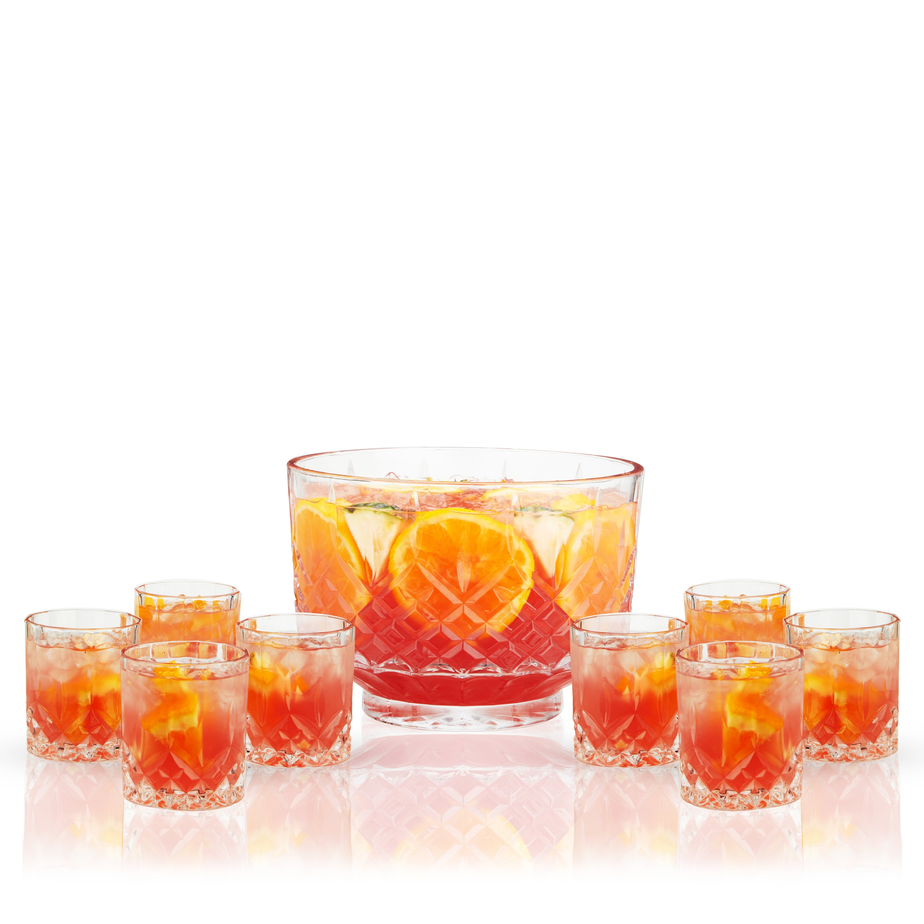 Admiral Crystal Punch Bowl and Tumbler Set