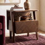 Rum Handcrafted Solid Wood Nightstand