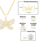 Morning Butterfly Cubic Zirconia Pendant With Necklace Set 14K Gold Filled