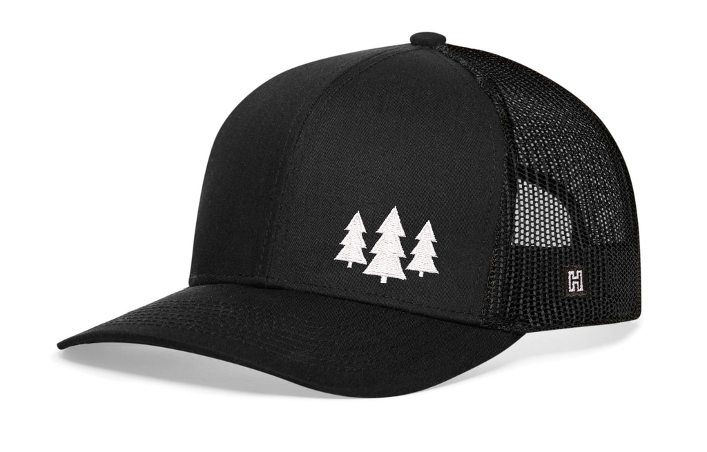 Three Pine Trees Trucker Hat  |  Outdoors Snapback