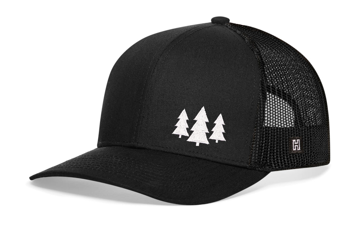 Three Pine Trees Trucker Hat  |  Outdoors Snapback