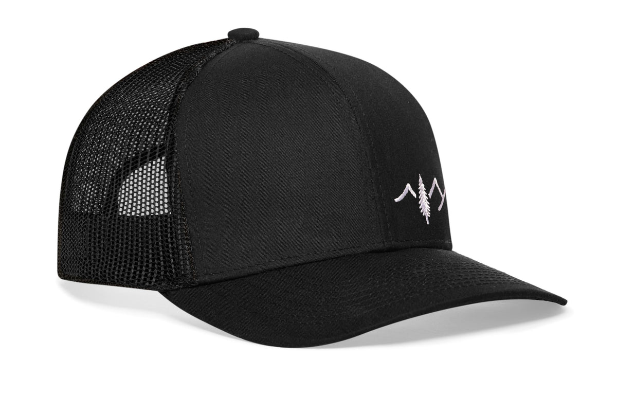 Pine Tree with Mountains Trucker Hat  |  Outdoors Snapback