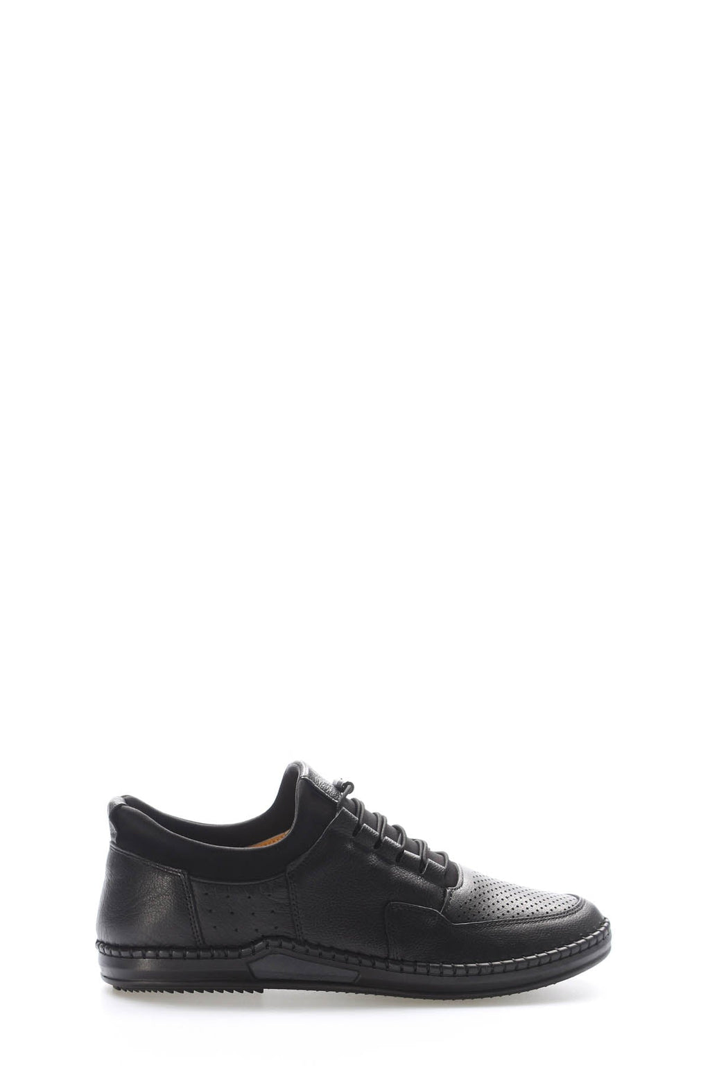 Black Perforated-Toe Leather Sneakers for Men | Wessi