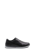 Black Leather Contrast-Sole Sneakers for Men | Wessi