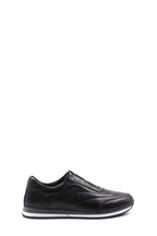 Black Leather Contrast-Sole Sneakers for Men | Wessi