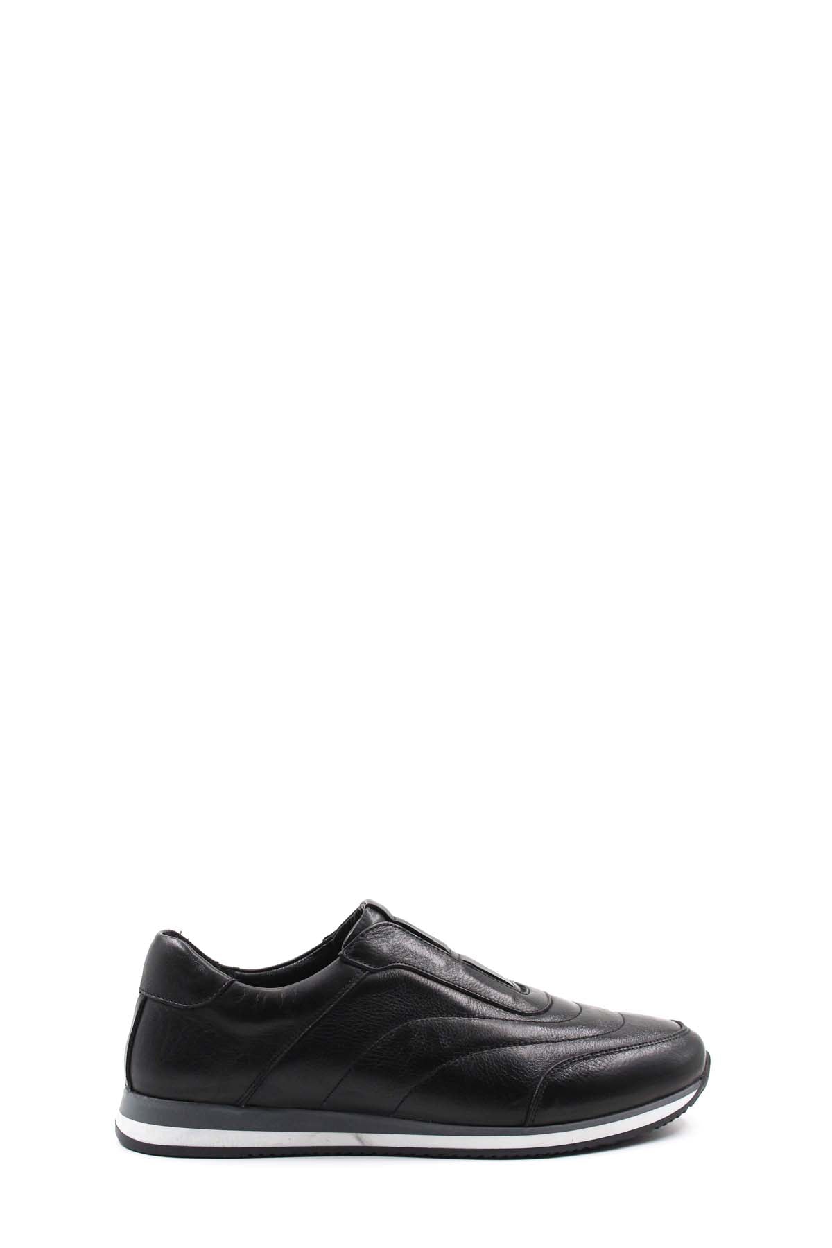 Black Leather Contrast-Sole Sneakers for Men | Wessi