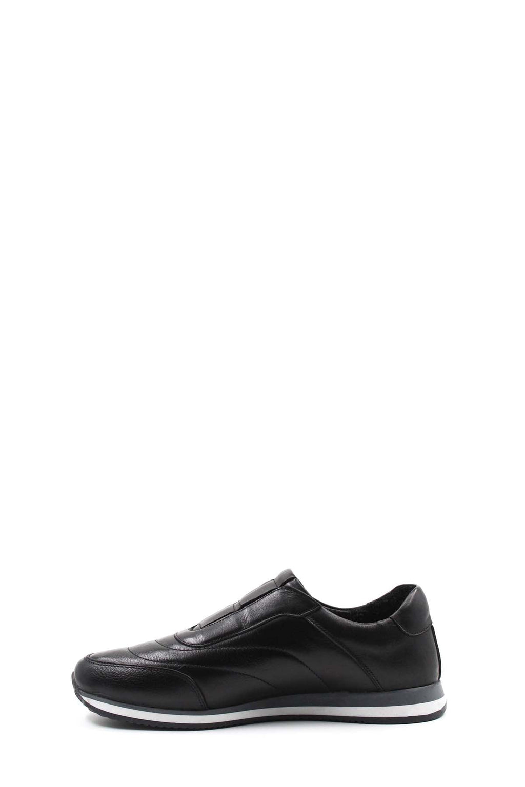 Black Leather Contrast-Sole Sneakers for Men | Wessi