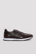 Dark Brown Leather Panel Sneakers for Men | Wessi