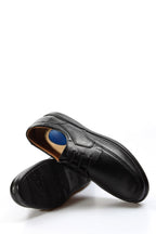 Men's Black Pebbled Leather Lace-Up Shoes - Wessi