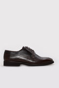 Dark Brown Leather Panelled Derby Shoes for Men | Wessi
