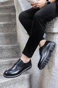 Black Thick Sole Derby Shoes-Wessi