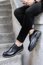 Black Thick Sole Derby Shoes-Wessi