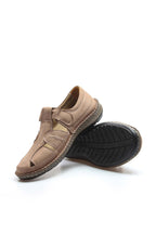 Men's Beige Leather Sandal Shoes - Wessi