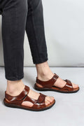 Men's Brown Leather Sandals with Adjustable Straps - Wessi