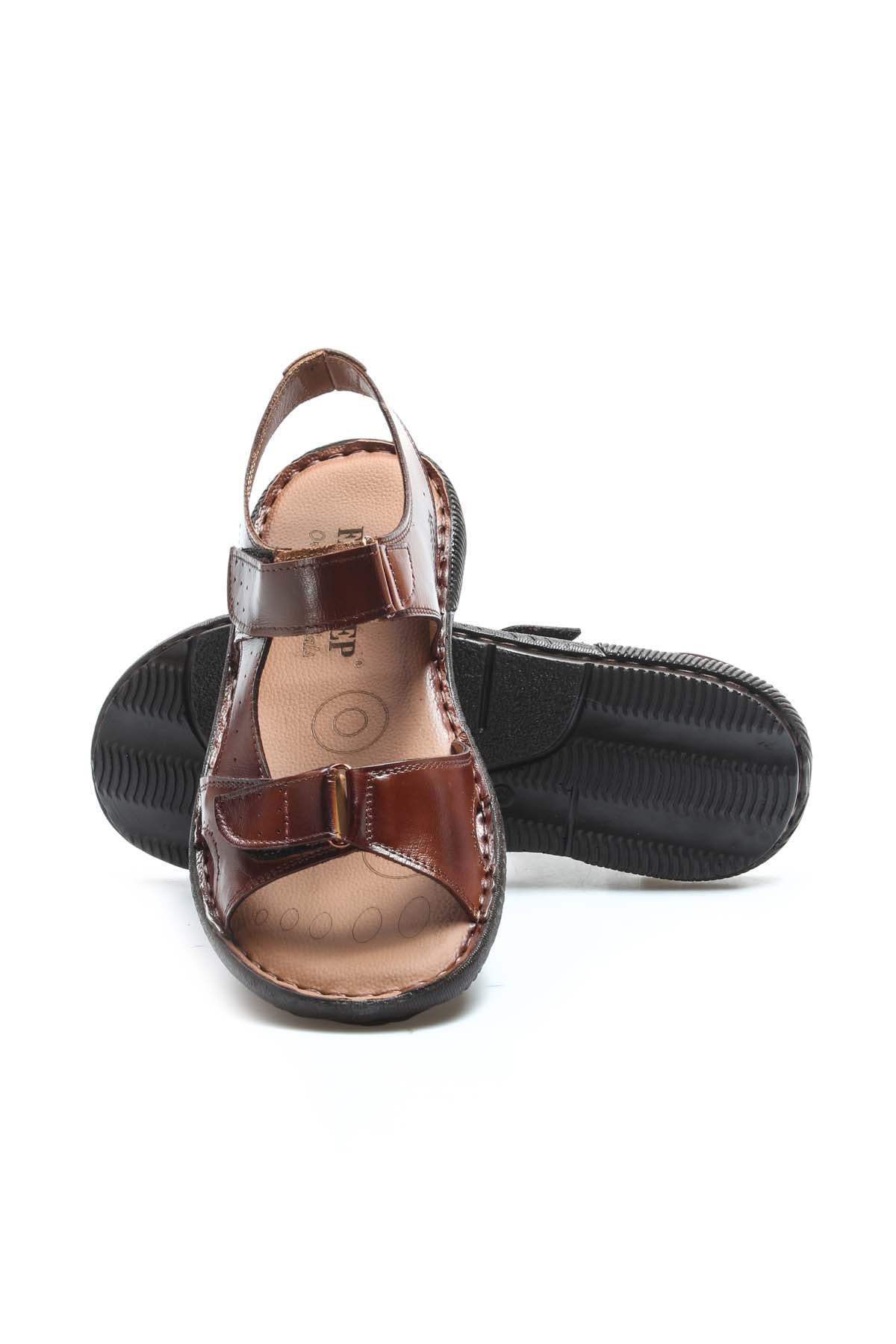 Men's Brown Leather Sandals with Adjustable Straps - Wessi