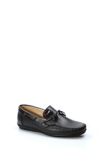 Men's Black Leather Loafers with Stylish Embellishments - Wessi