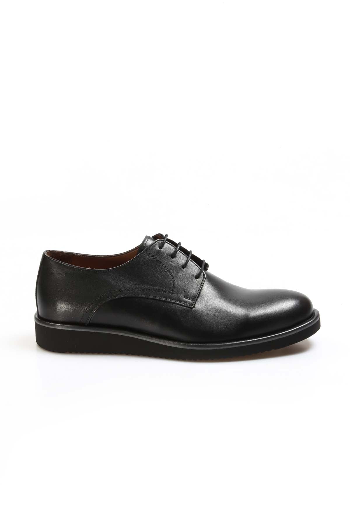 Men's Black Leather Derby Shoes with Sleek Design - Wessi