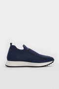 Blue Textured Leather Slip-On Sneakers for Men | Wessi