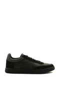 Men's Black Leather Casual Sneakers with Suede Accents - Wessi