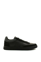 Men's Black Leather Casual Sneakers with Suede Accents - Wessi
