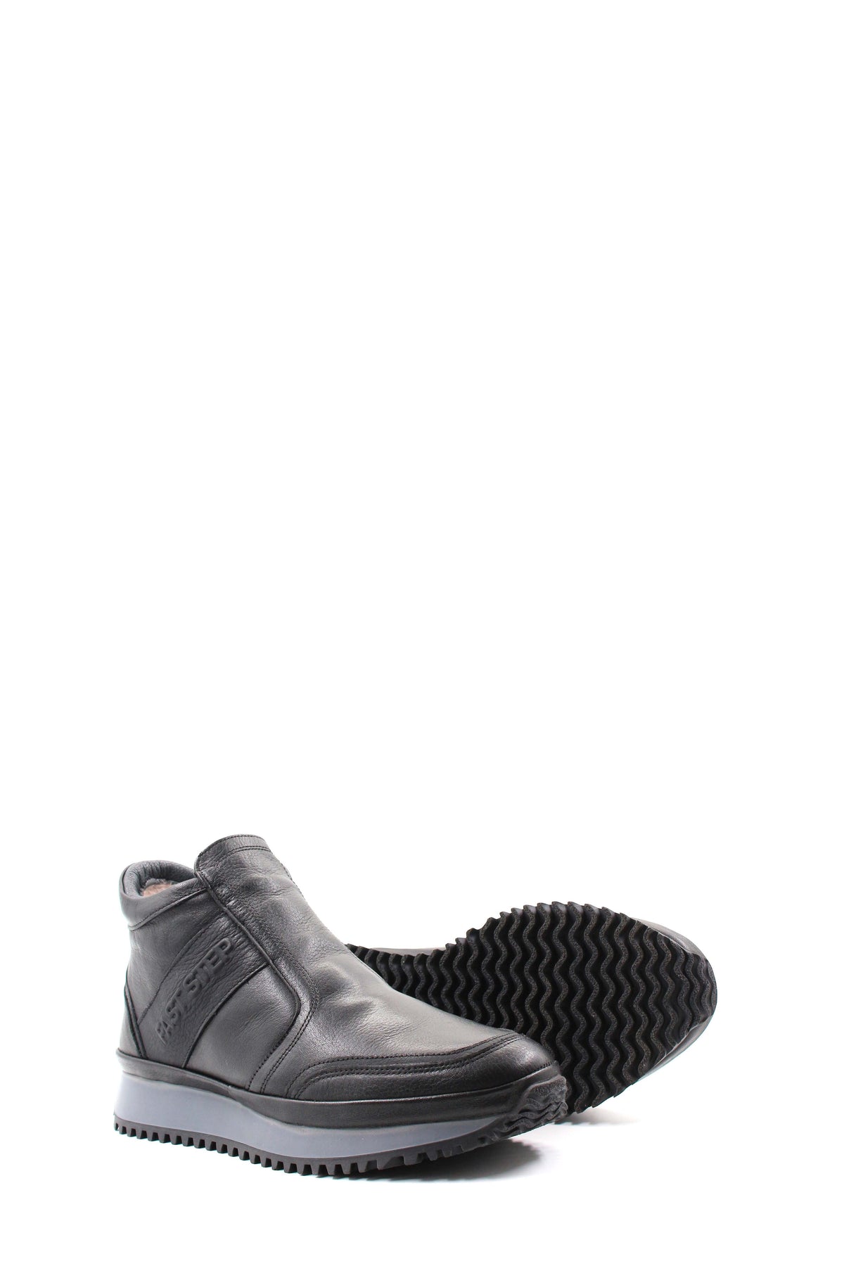 Black Leather Slip-On Ankle Boots Wessi