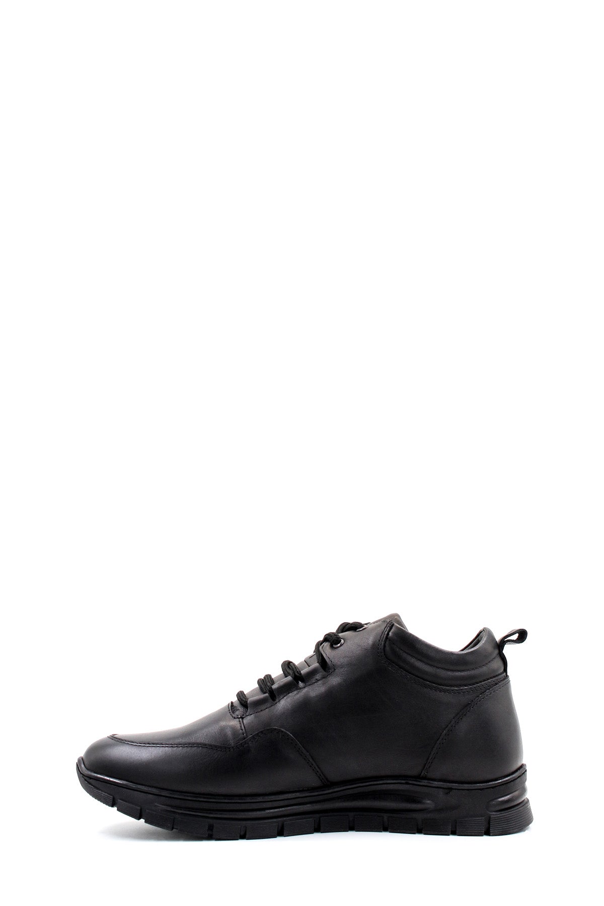 Men's Black High-Top Leather Sneakers with Cushioned Sole - Wessi
