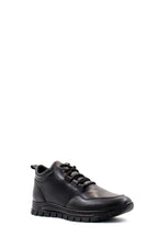 Men's Black High-Top Leather Sneakers with Cushioned Sole - Wessi