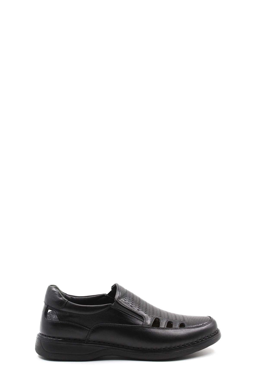 Men's Black Orthopedic Leather Sandals - Wessi